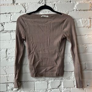 Abercrombie Ribbed Brown Long Sleeve Top